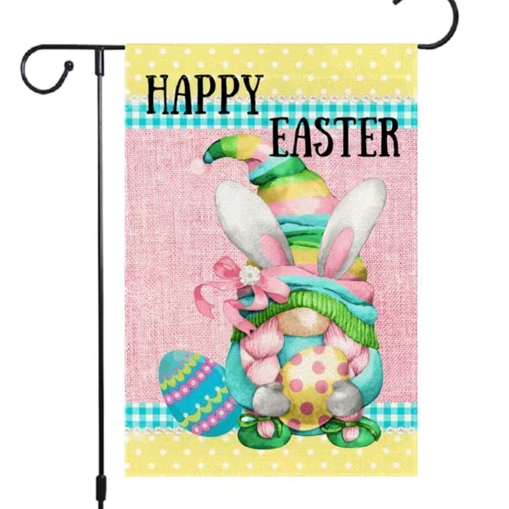 ‎HAPPY EASTER GNOME YARD FLAG